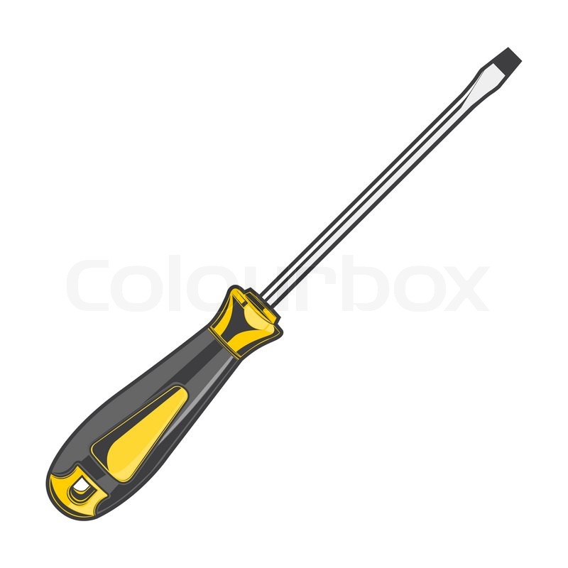 800x800 Yellow Screwdriver Isolated On A White Background. Color Line Art - Screwdriver Sketch