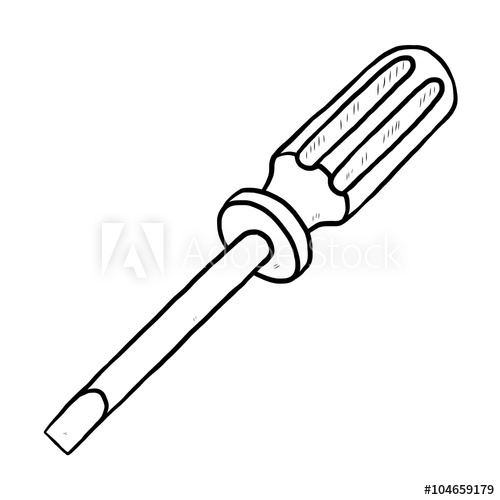 500x500 Screwdriver Cartoon Vector And Illustration, Black And White - Screwdriver Sketch