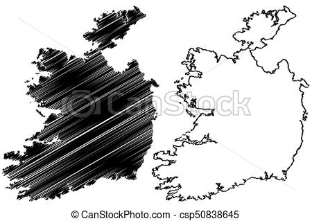 450x319 Ireland Map Vector Illustration, Scribble Sketch Republic Of - Scribble Sketch