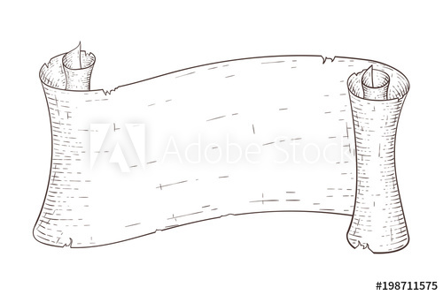 500x334 Paper Scroll. Hand Drawn Sketch - Scroll Sketch