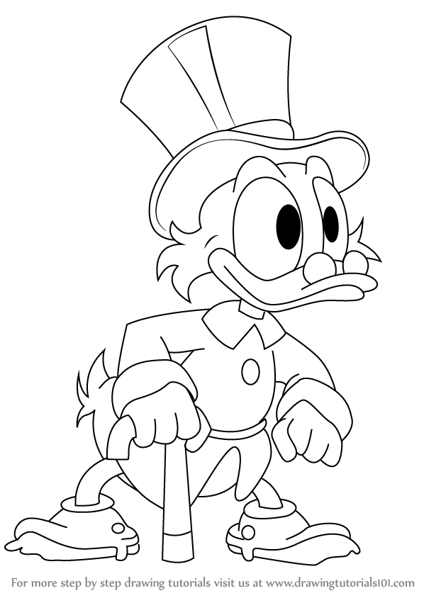 598x844 Learn How To Draw Scrooge Mcduck From Ducktales (Ducktales) Step - Scrooge Mcduck Sketch