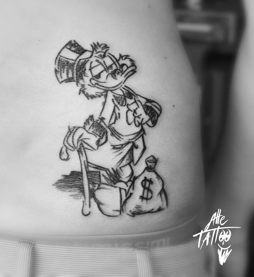 880x959 Scrooge Mcduck Sketch Style On Guys Side Best Tattoo Design Ideas - Scrooge Mcduck Sketch