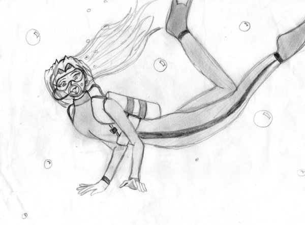 600x443 Scuba Diver Sketch 58623 Infovisual - Scuba Diver Sketch