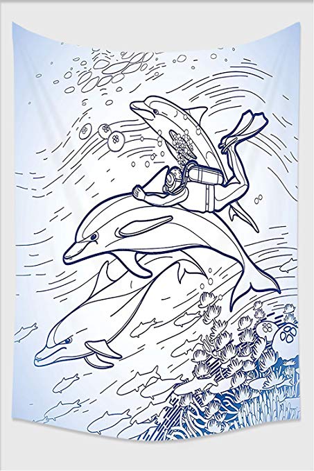 453x679 Nalahome Sea Animals Decor Sketch Of Scuba Diver - Scuba Diver Sketch