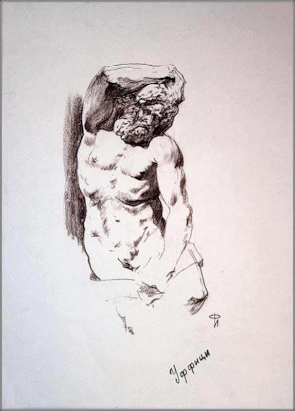 606x844 Artist Ilyas Phaizulline. Drawing Florence. Uffizi Gallery - Sculpture Sketch