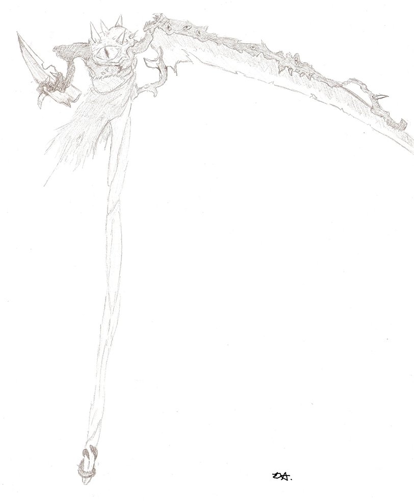812x983 Vindictus Evie Scythe Sketch By Chihei - Scythe Sketch