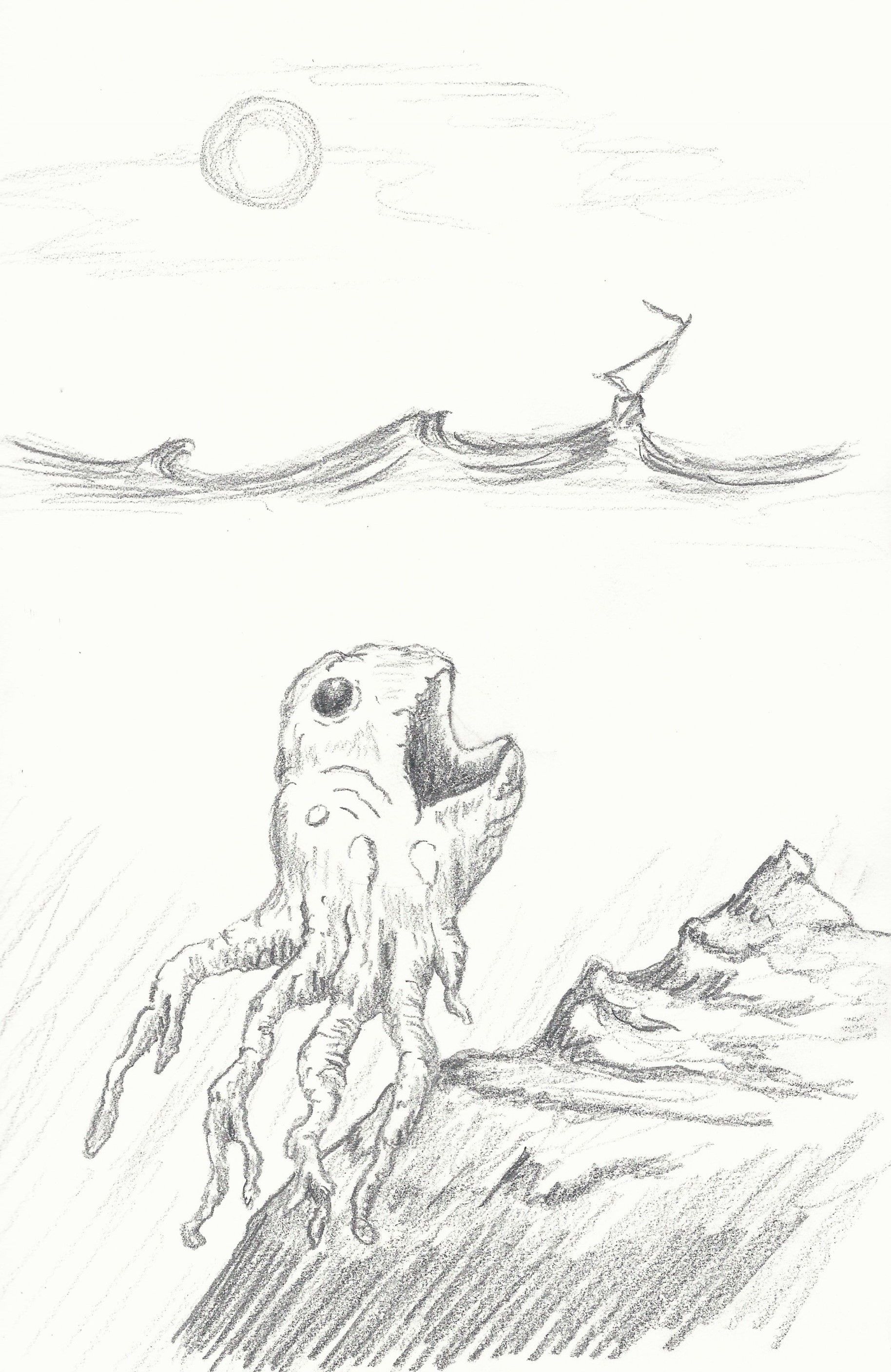 1828x2816 Fish Attack. - Sea Creature Sketch