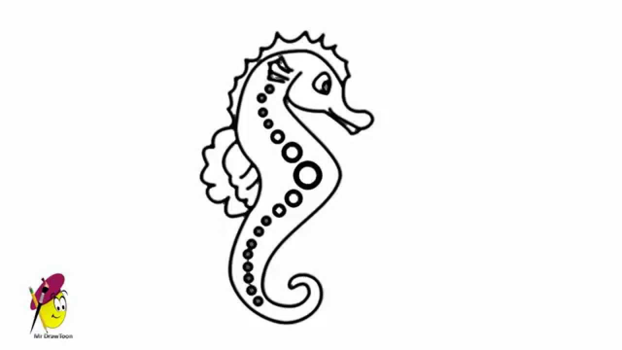 1280x720 Sea Horse - Sea Creature Sketch