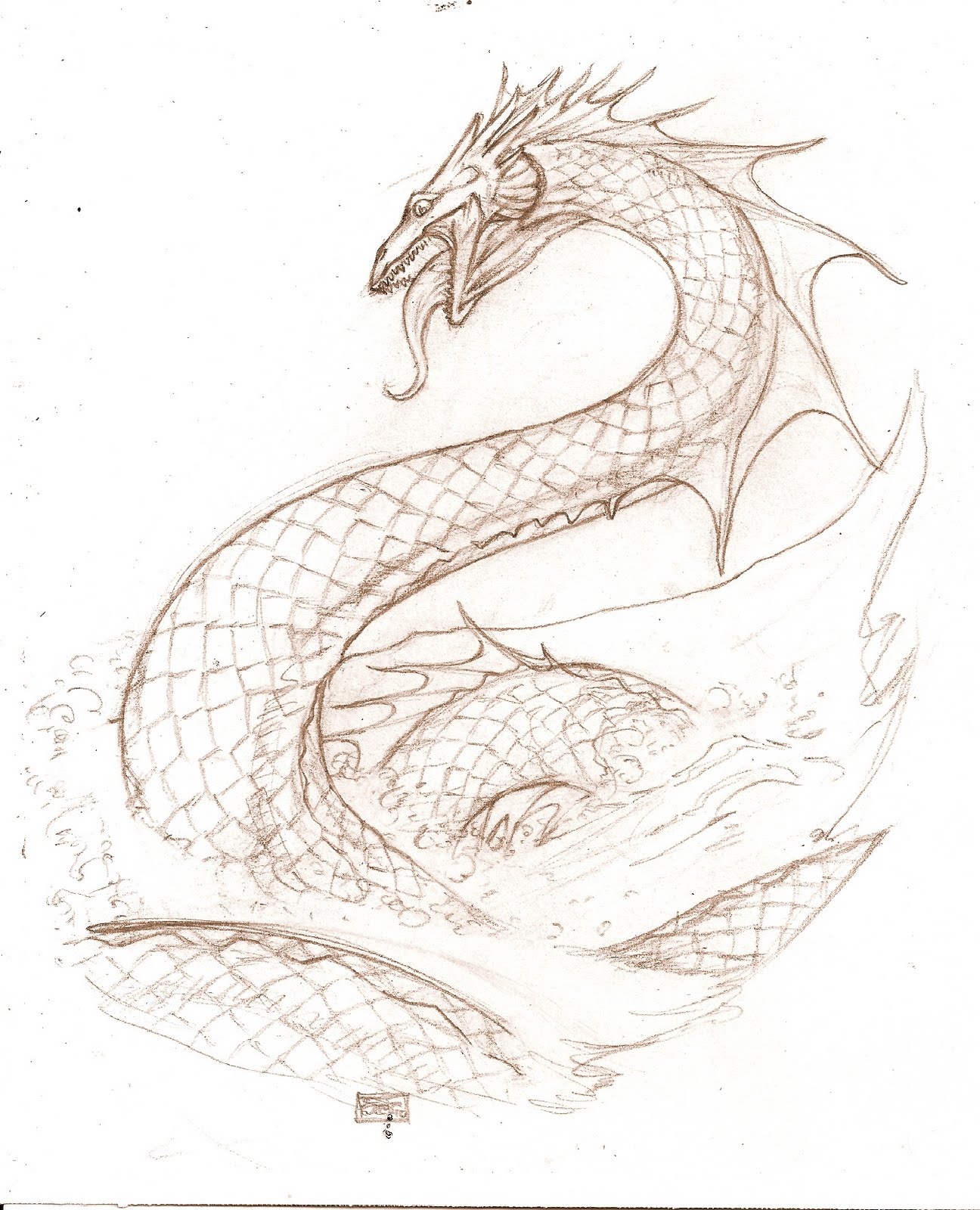 1296x1600 Cincinnati Illustrators Blog Sea Serpent Sketch - Sea Creature Sketch