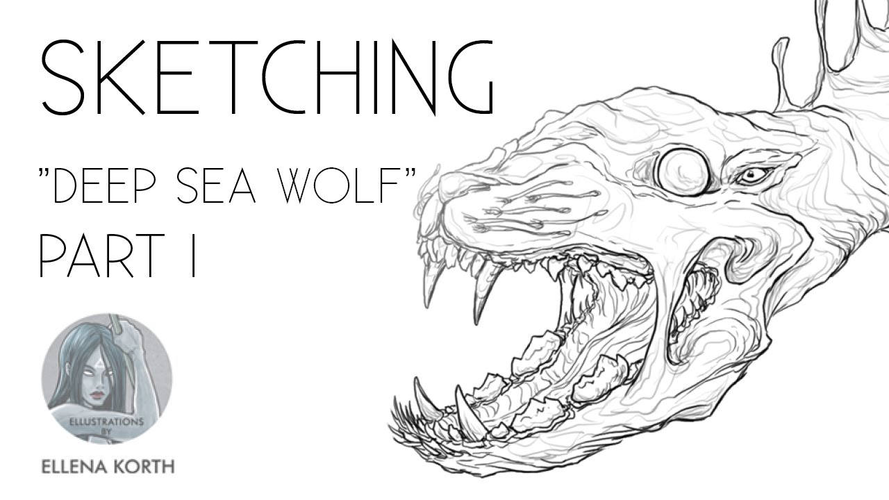 1280x720 Creature Design Deep Sea Wolf Sketching Process - Sea Creature Sketch