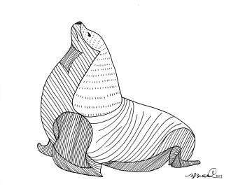 340x270 Sea Lion Drawing Etsy - Sea Lion Sketch