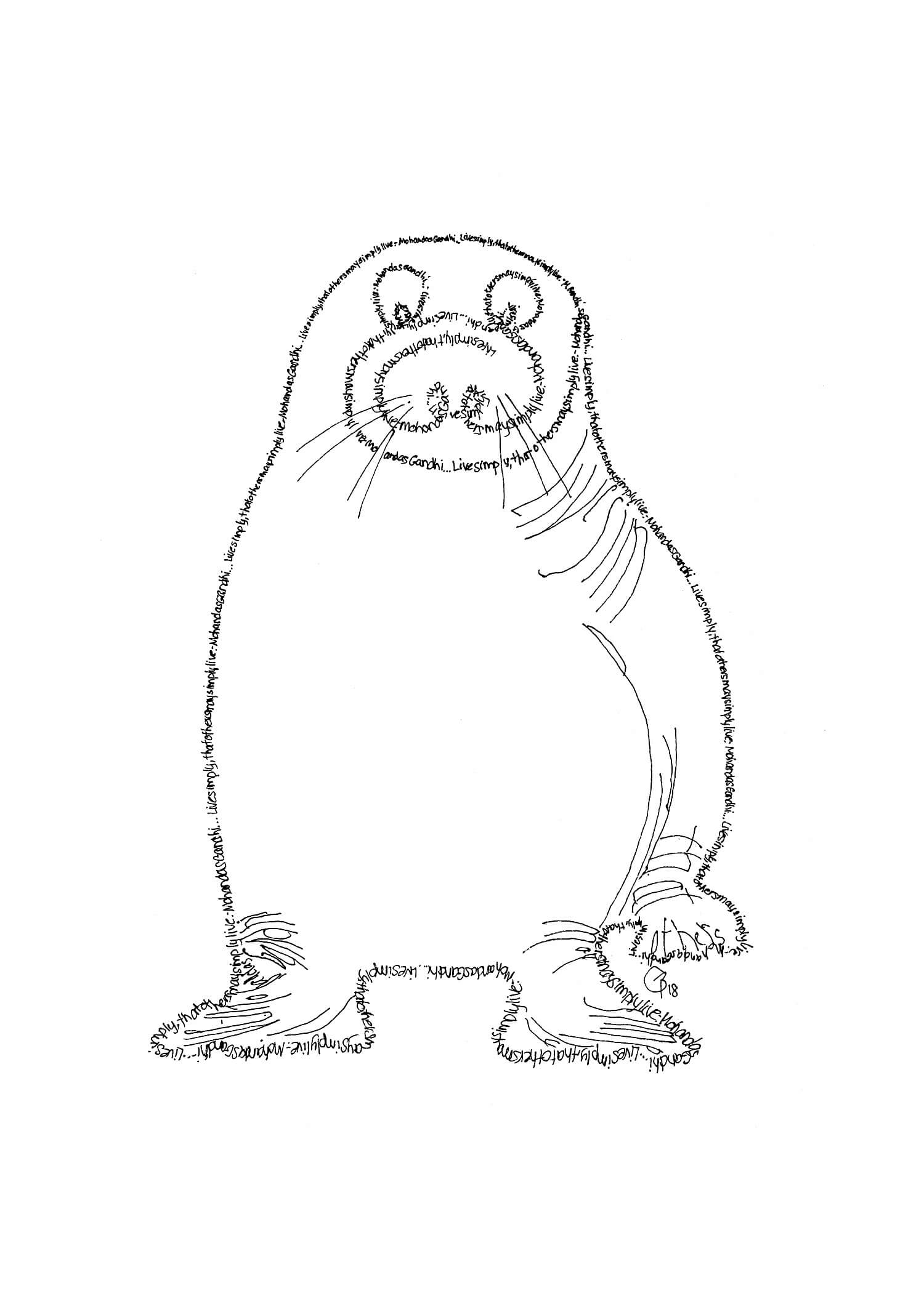 1500x2100 Gandhi Sea Lion In Micrography Bitty Stockabl - Sea Lion Sketch