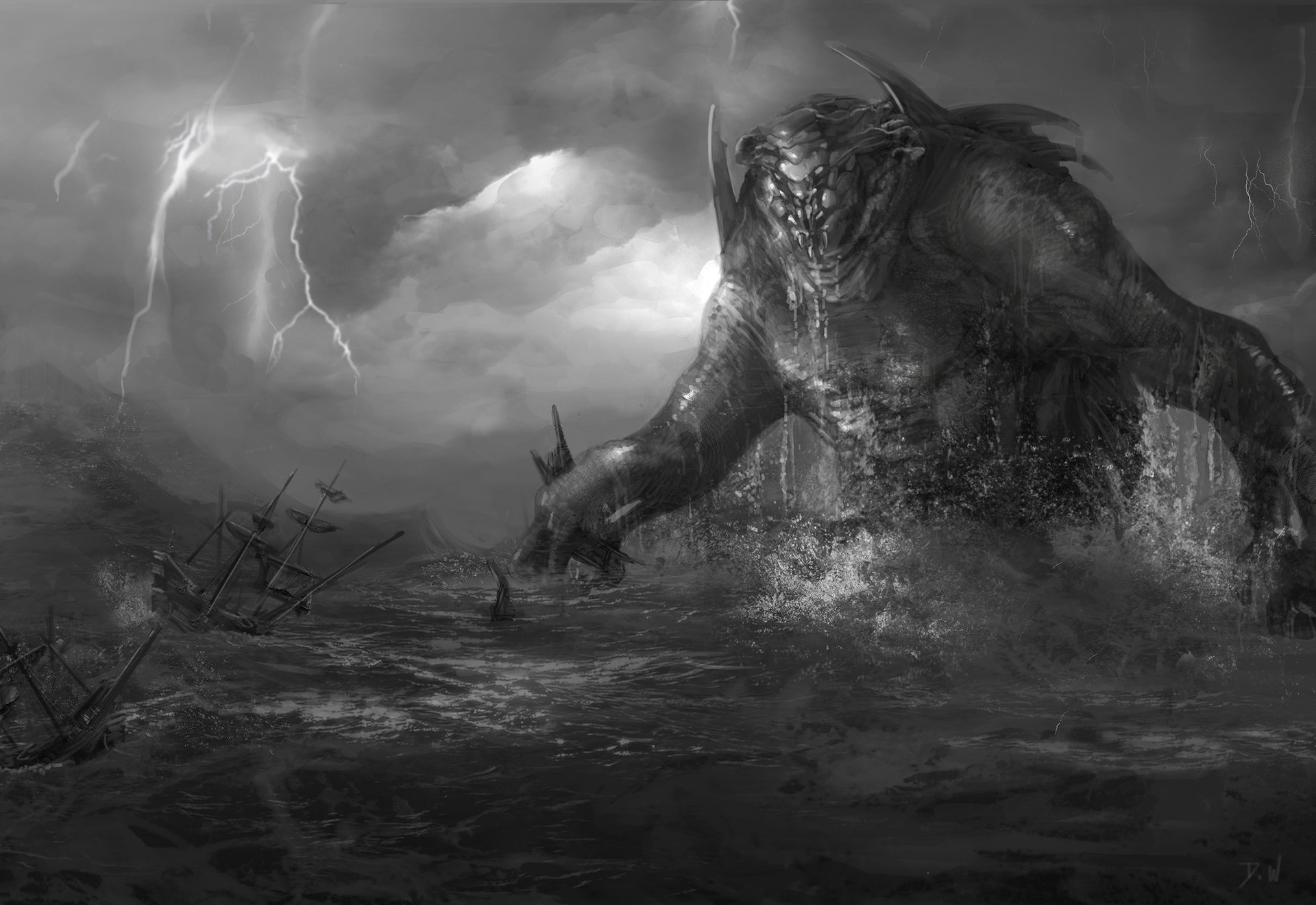 1920x1320 Diana Wang - Sea Monster Sketch