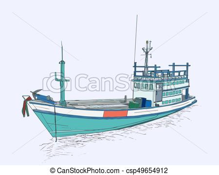 450x361 Drawing Of Fishing Trawler - Sea Sketch