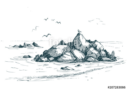 500x355 Sea Sketch Stock Image And Royalty Free Vector Files On Fotolia - Sea Sketch