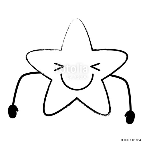 500x500 Sketch Of Kawaii Happy Sea Star Icon Over White Background, Vector - Sea Star Sketch