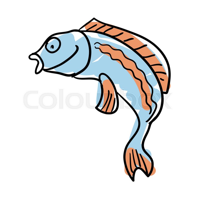 800x800 Sea Fish Hand Drawn Icon. Natural Seafood Sketch, Restaurant Menu - Seafood Sketch