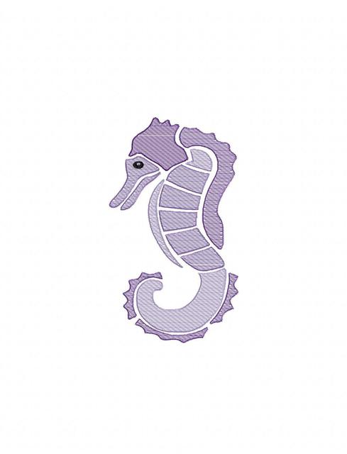 489x640 Sea Horse Color Sketch Embroidery Design - Seahorse Sketch
