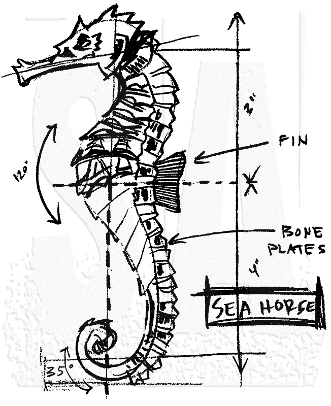 652x800 Tim Holtz Wood Mounted Stamp - Seahorse Sketch