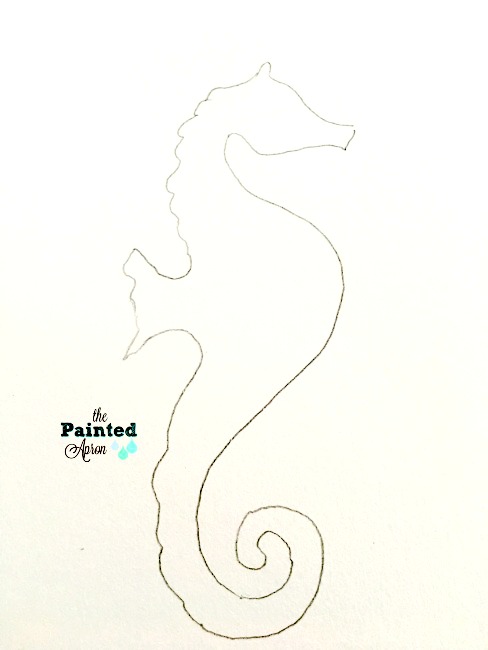 488x650 Seahorse Sketch The Painted Apron - Seahorse Sketch