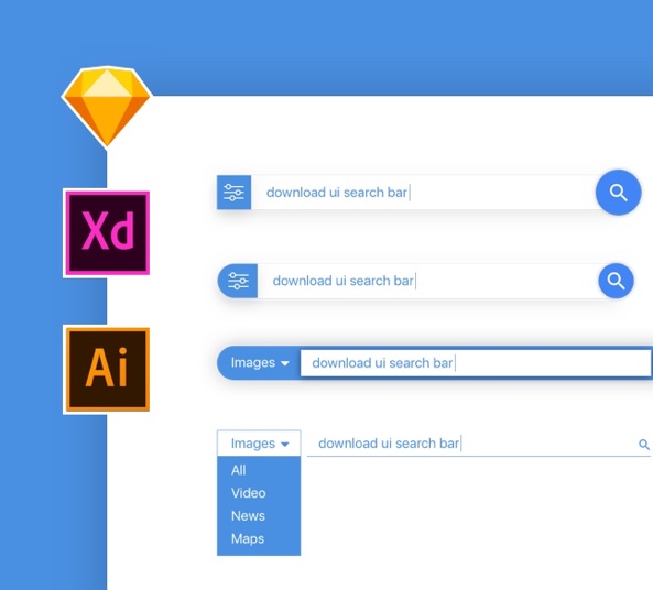 593x536 Search Bar Ui Design For Sketch, Adobe Xd, Illustrator, And .eps - Search Sketch
