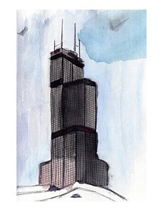 232x300 Willis Tower Paintings - Sears Tower Sketch