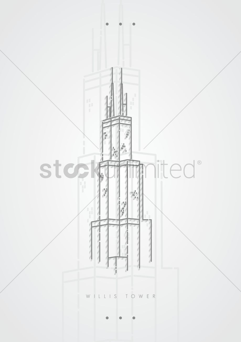 919x1300 Willis Tower Vector Image - Sears Tower Sketch