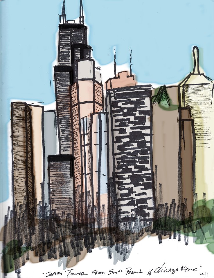 737x960 Letter Blocks Say What Old Chicago Sketches - Sears Tower Sketch