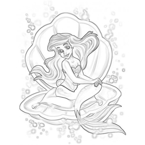 500x500 Mermaid Seashell Sketch For Canvas Painting - Seashell Sketch