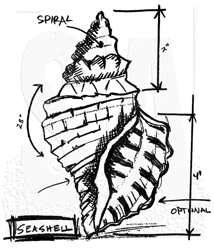 689x800 Tim Holtz Wood Mounted Stamp - Seashell Sketch