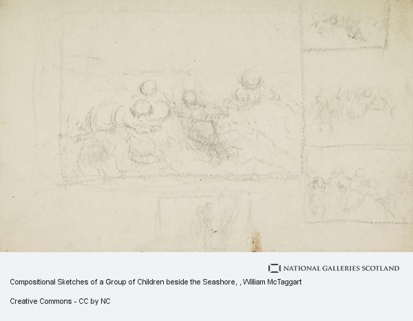 600x466 Compositional Sketches Of A Group Of Children Beside The Seashore - Seashore Sketches