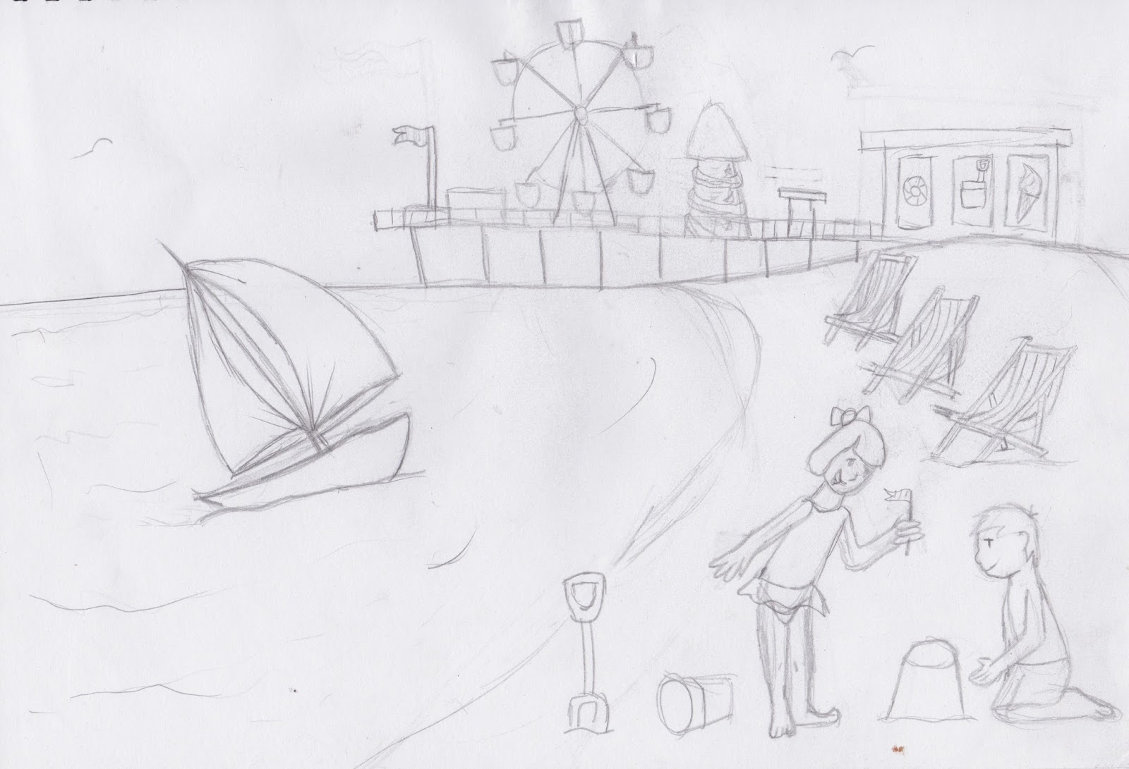 1600x1091 Phaze Animations Seaside Painting - Seaside Sketch