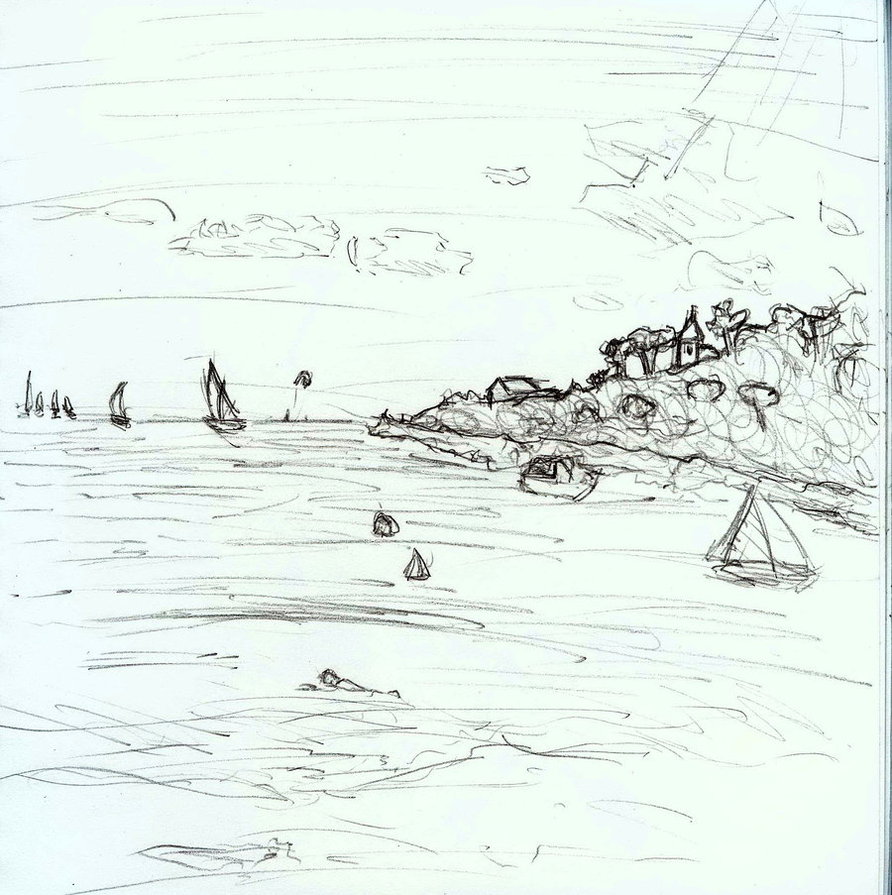 892x895 Seaside Sketch 1 By Schreckich - Seaside Sketch