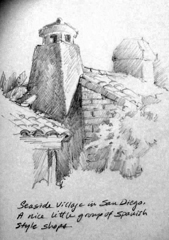 564x800 Seaside Village In San Diego Harbor Roland Lee - Seaside Sketch