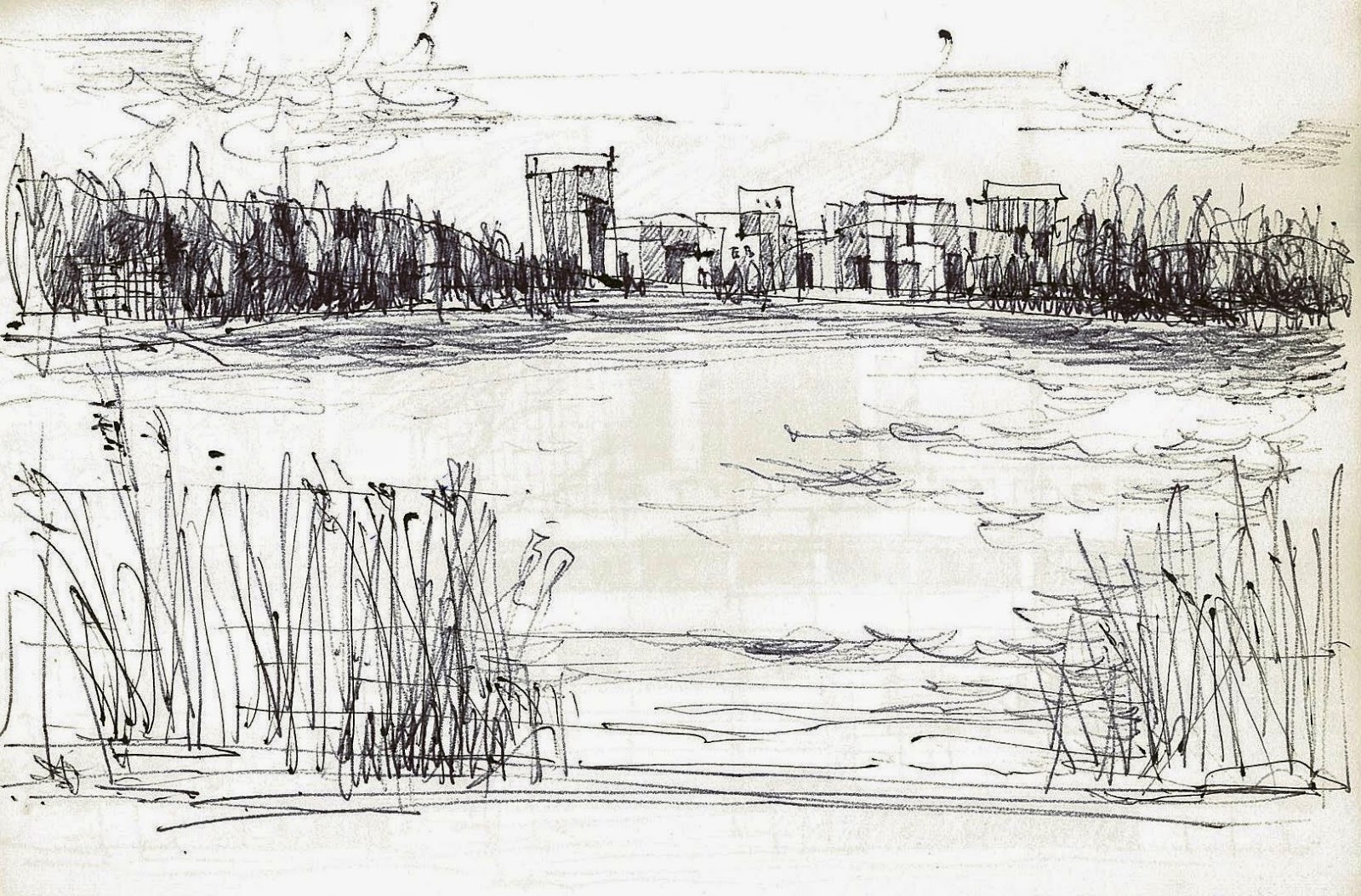 1600x1054 Lines On Paper Sketch 2130 - Seaside Sketch