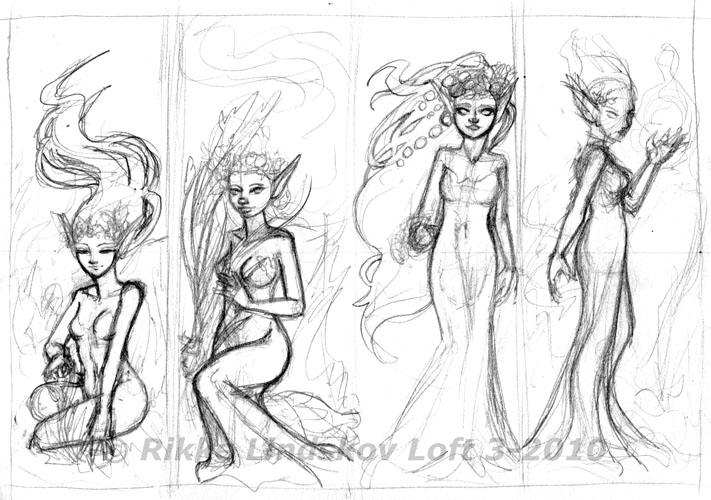 711x500 Dryad Seasons Sketch By Gwennafran - Seasons Sketch