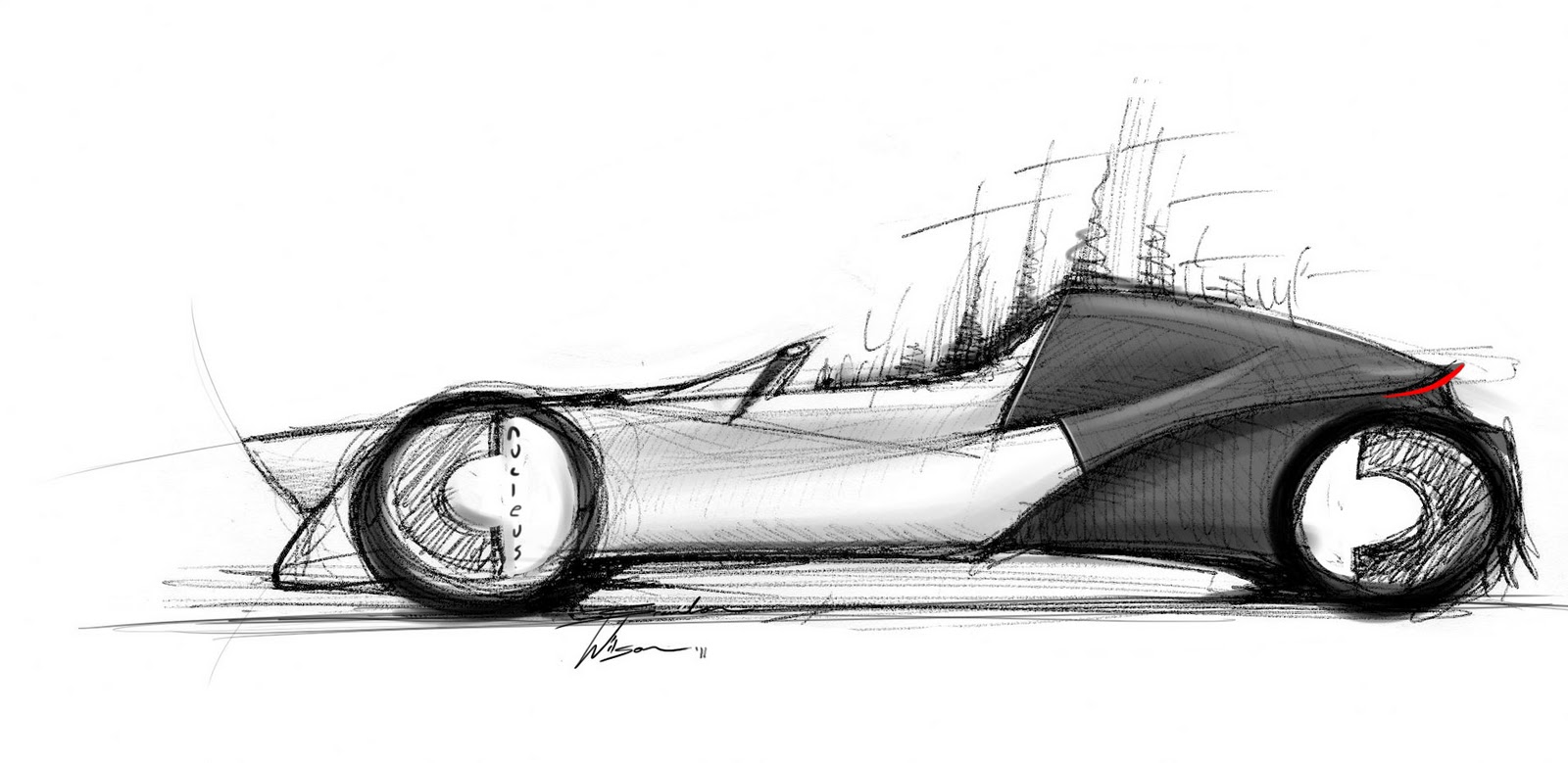 1600x779 Wilson Design Concept Car Sketch 2 Seat Roadster - Seat Sketch