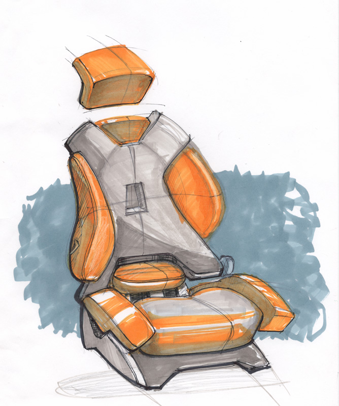 668x800 Car Seat Render Sketch Figuring Out The Process - Seat Sketch