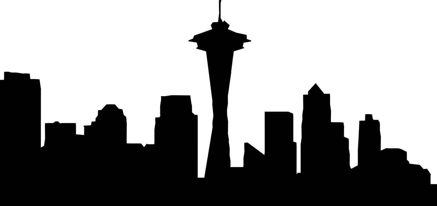 1500x709 Seattle Skyline Outline - Seattle Skyline Sketch