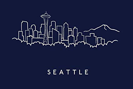 425x283 Seattle City Skyline Pencil Sketch Art Print Poster - Seattle Skyline Sketch
