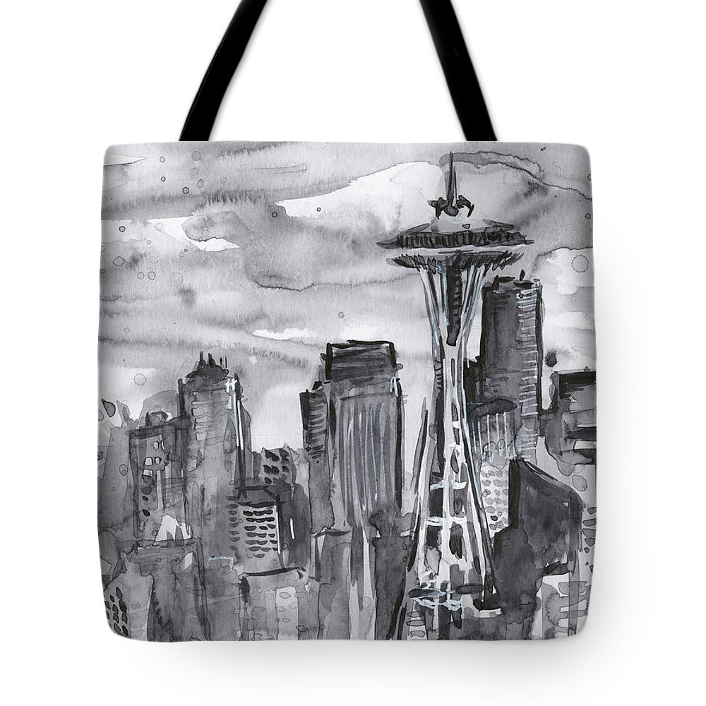 1000x1000 Seattle Skyline Space Needle Tote Bag For Sale By Olga Shvartsur - Seattle Skyline Sketch