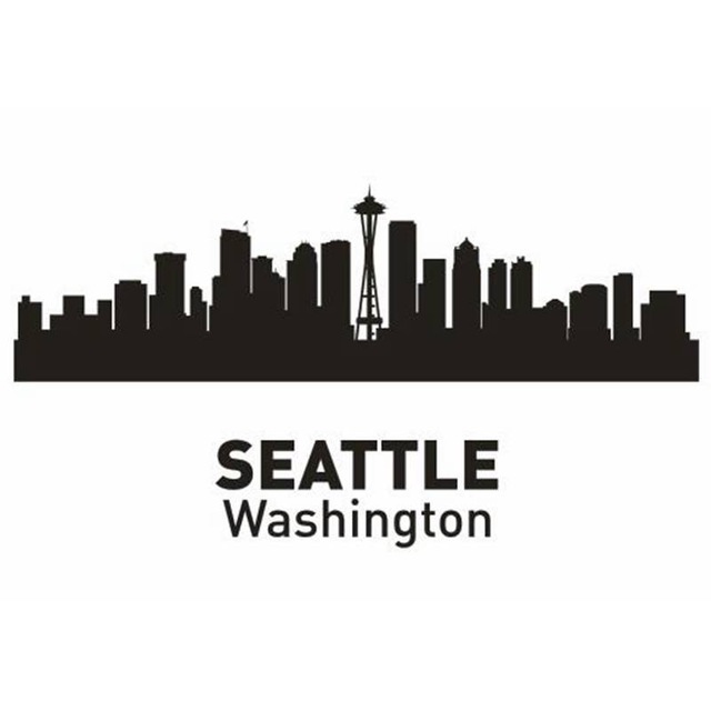 640x640 Dctal Seattle City Decal Landmark Skyline Wall Stickers Sketch - Seattle Skyline Sketch