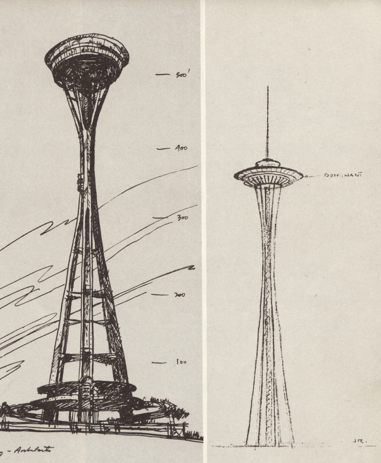 1319x1600 Image - Seattle Space Needle Sketch