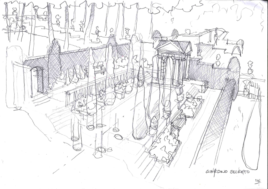 900x637 Italian Garden Iain Exley Architect And Designer - Secret Garden Sketch