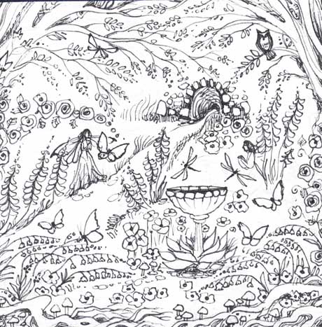 460x467 Secret Garden Liza Paizis Original Art And Jewelry - Secret Garden Sketch