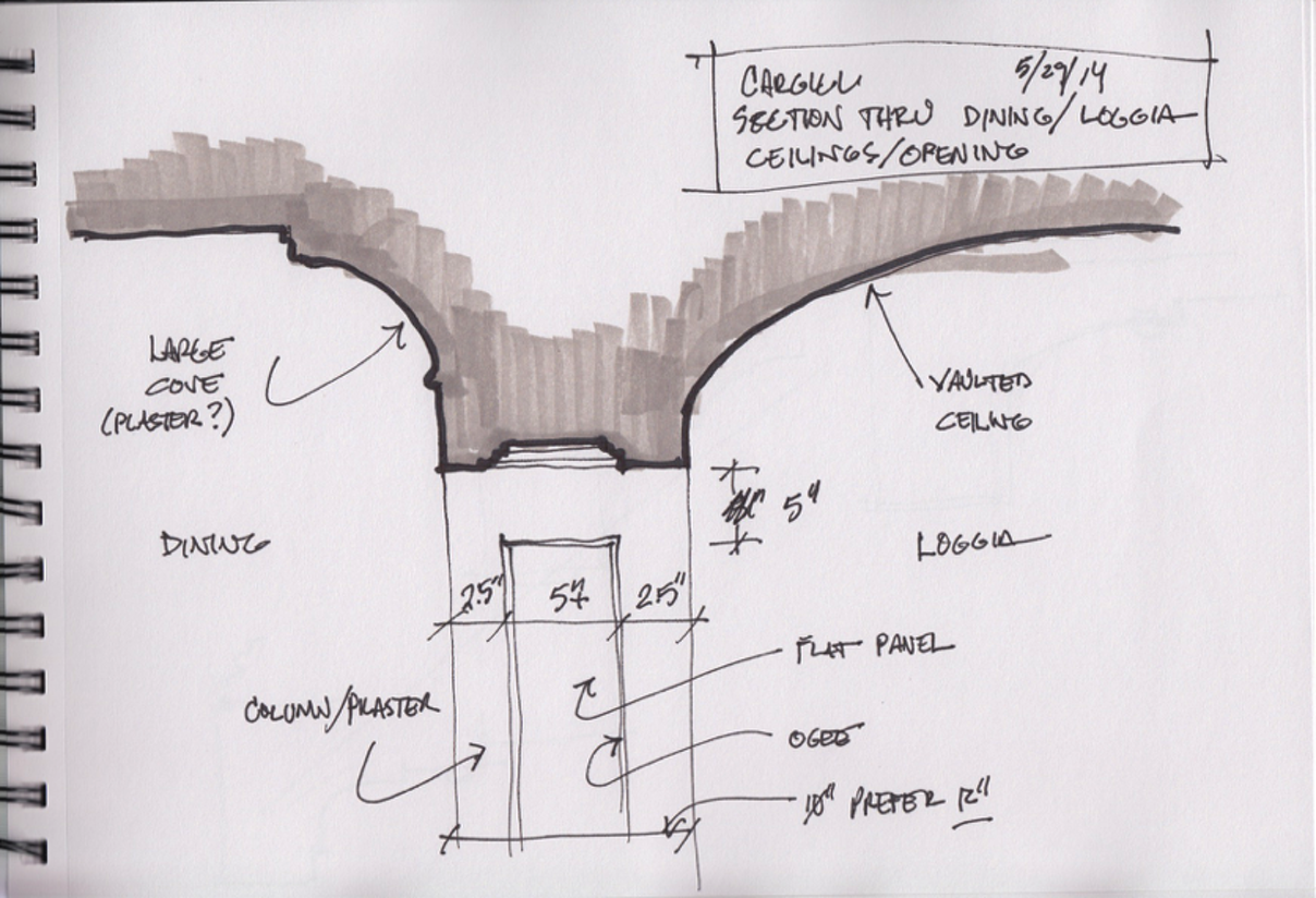 1208x824 Loggia Ceiling Section Sketch Jerry L Coleman, Designer Llc - Section Sketch