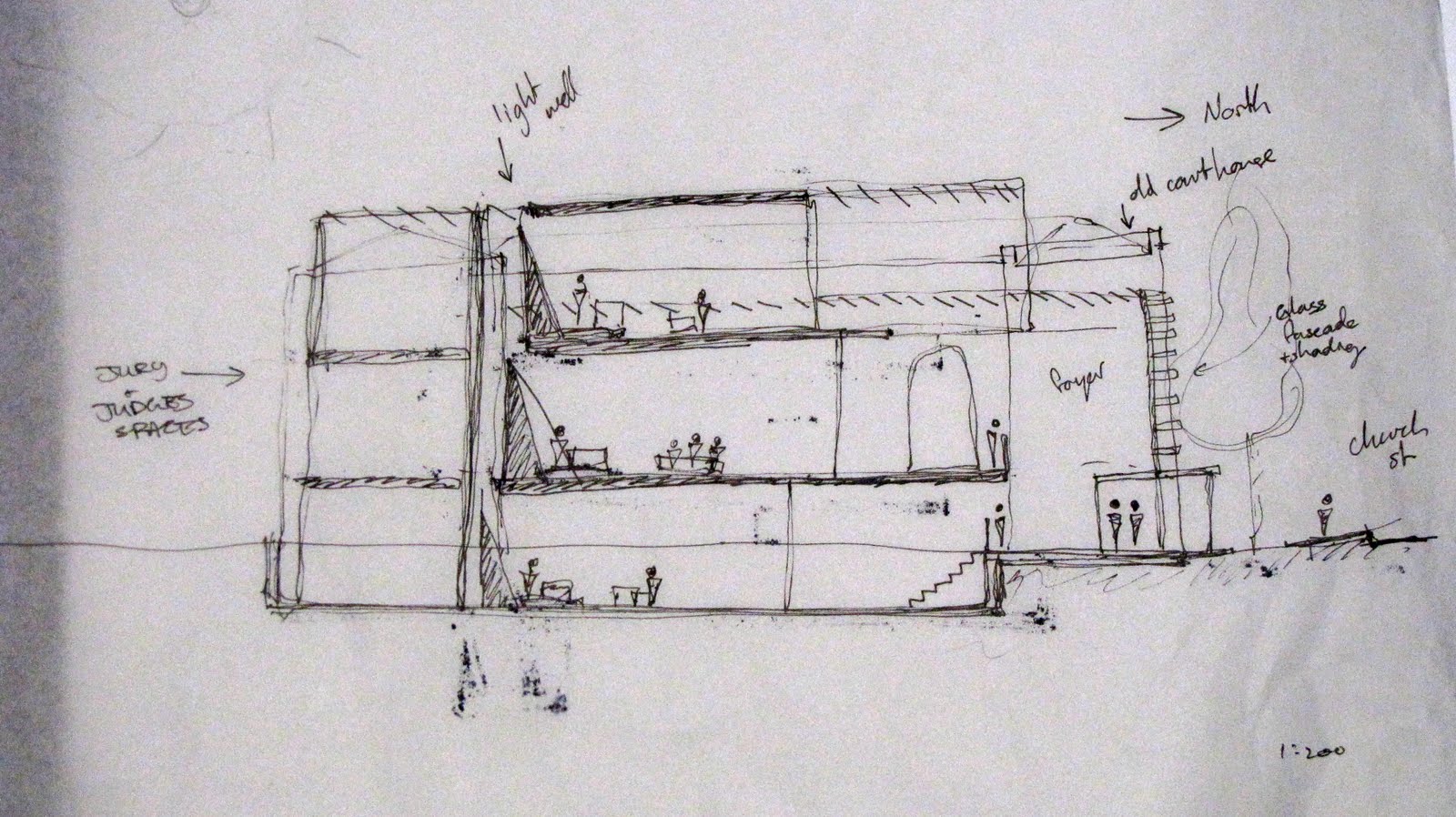 1600x898 Newcastle Court House Schematic Sketches - Section Sketch