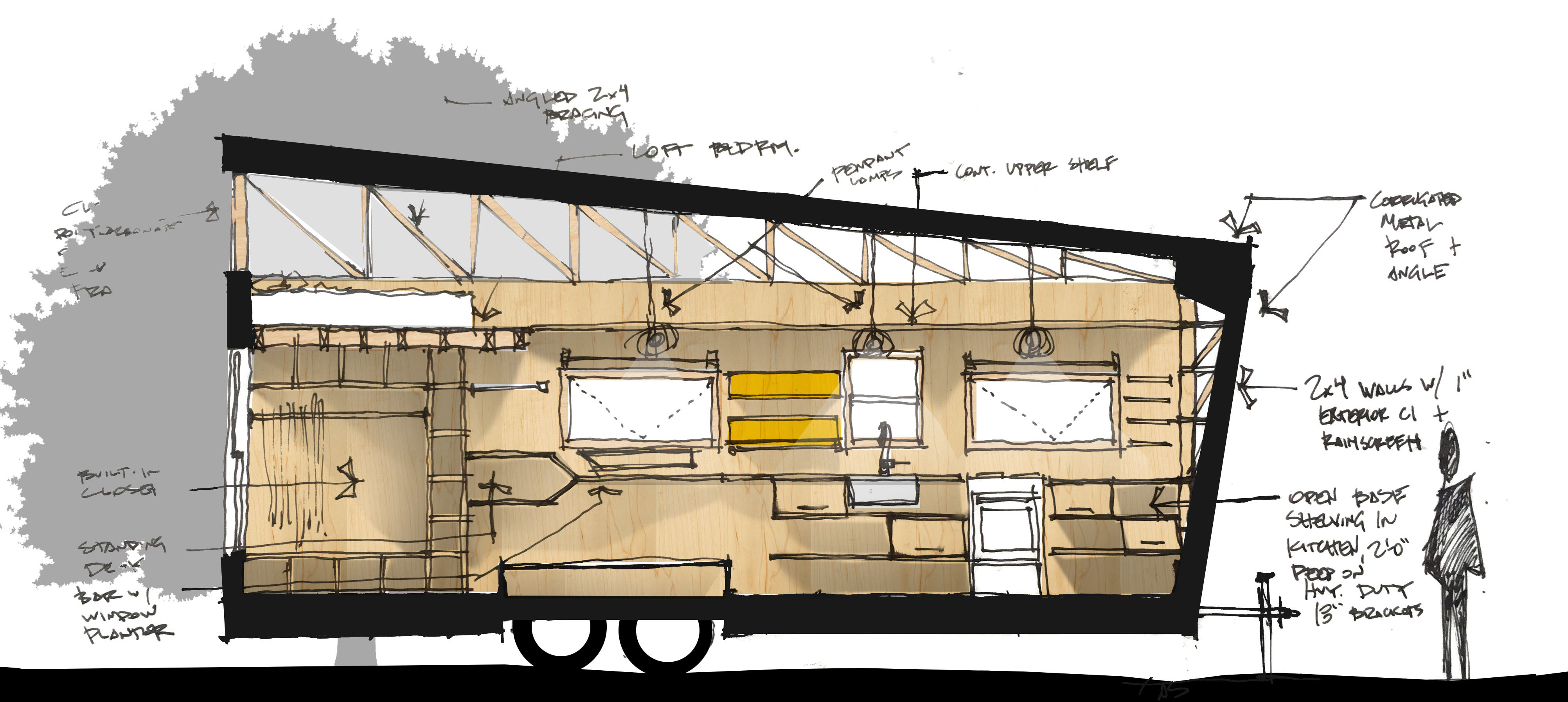 4008x1794 Section Sketch Texas Architecture Utsoa - Section Sketch