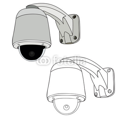 400x400 Fototapeta Vector, White Background, Security Camera, Silhouette - Security Camera Sketch