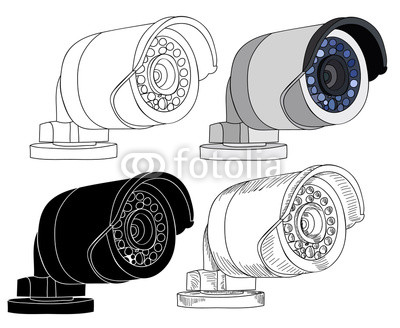 400x328 Fototapeta White Background, Security Camera, Sketch - Security Camera Sketch
